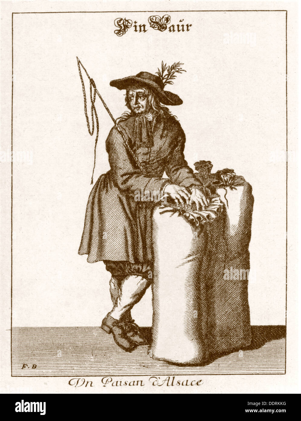 Mode, Tracht, Elsass, Bauer, Kupferstich, aus 