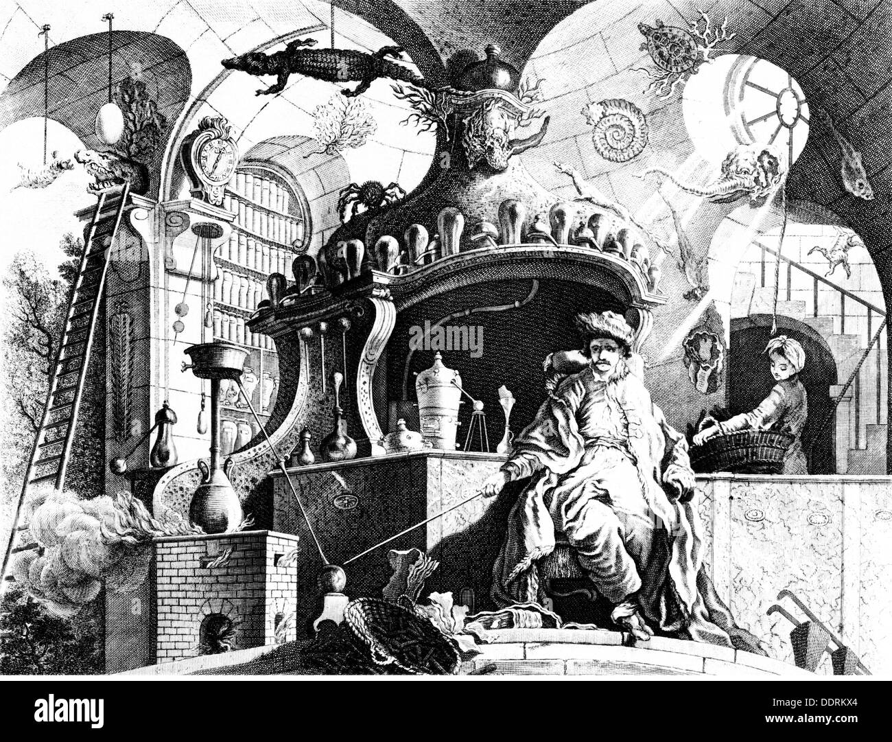 Medizin, Apotheke, Pharmazie, symbolische Abbildung: Apotheke, Kupferstich, von Jacob Wanger, circa 1740, Artist's Urheberrecht nicht geklärt zu werden. Stockfoto