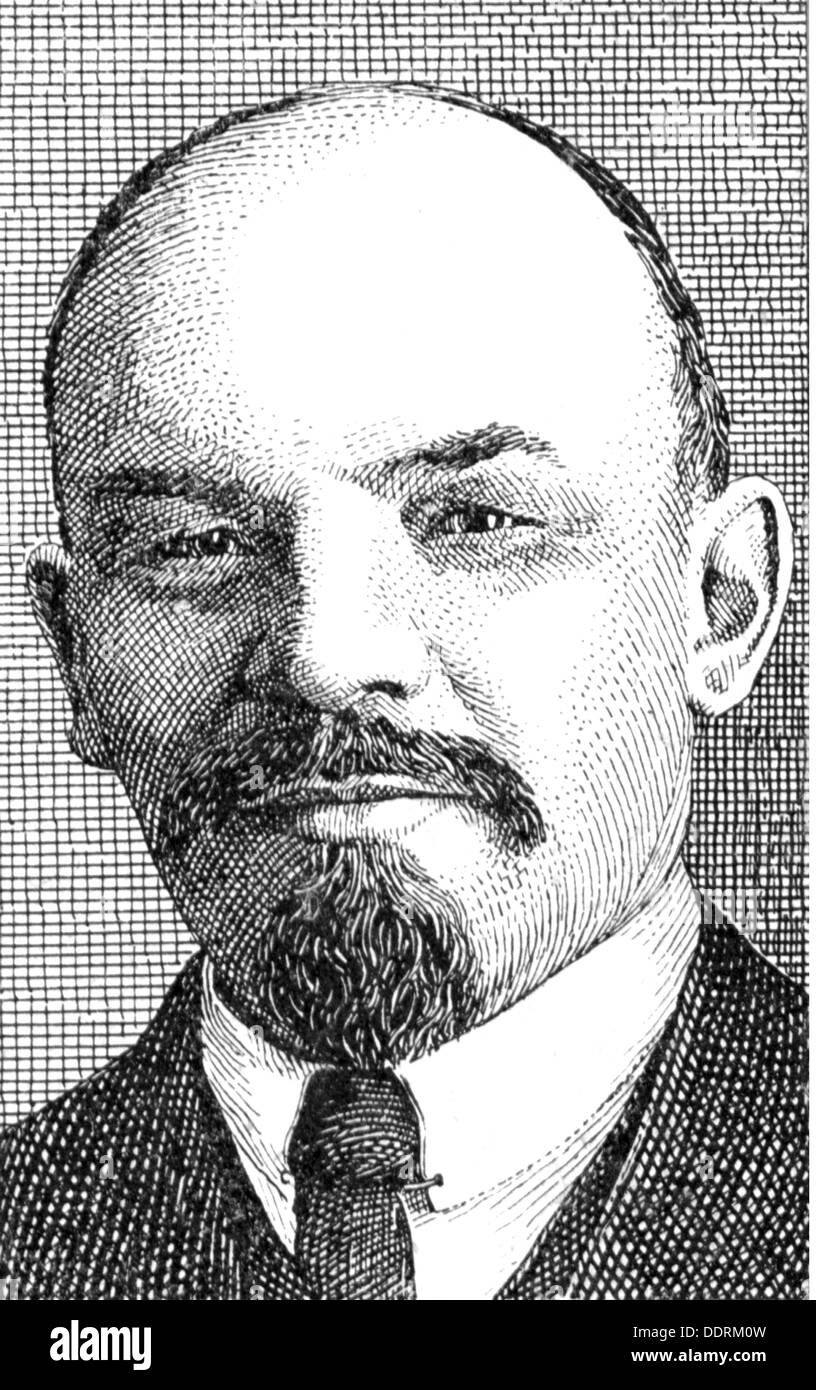 Lenin (Vladimir Iljich Uljanow), 22.4.1870 - 21.1.1924, russischer Politiker, Porträt, nach französischer Gravur, Druck, ca. um das Jahr 1916, Stockfoto