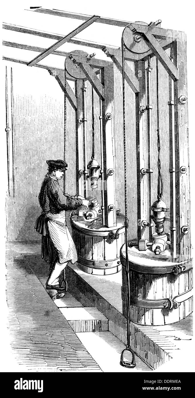 Industrie, Werkzeuge, Nadeln, Produktion, Prägung, Holzstich, 'gasin pittoresque', Paris, um 1865, zusätzliche-Rechte-Clearences-nicht verfügbar Stockfoto