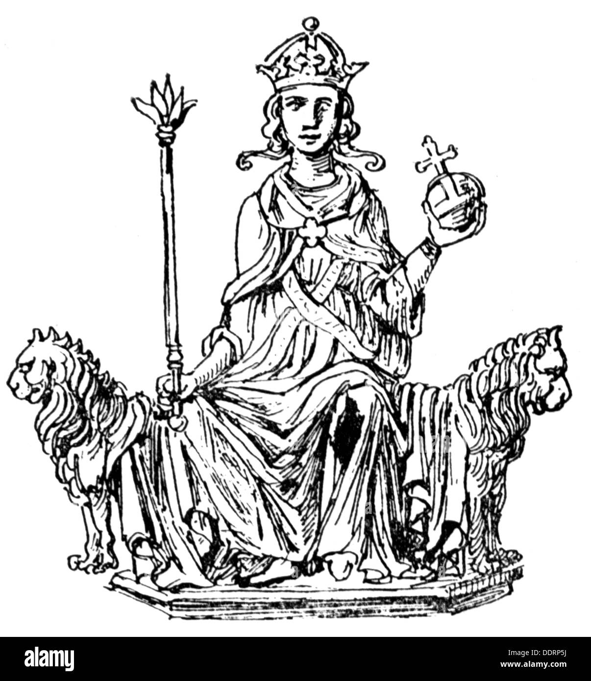 Ludwig IV. "Der Bayerns", 1282 - 11.10.1347, Heiliger römischer Kaiser 17.1.1328 - 11.10.1347, volle Länge, Holzgravur, 19. Jahrhundert, Stockfoto
