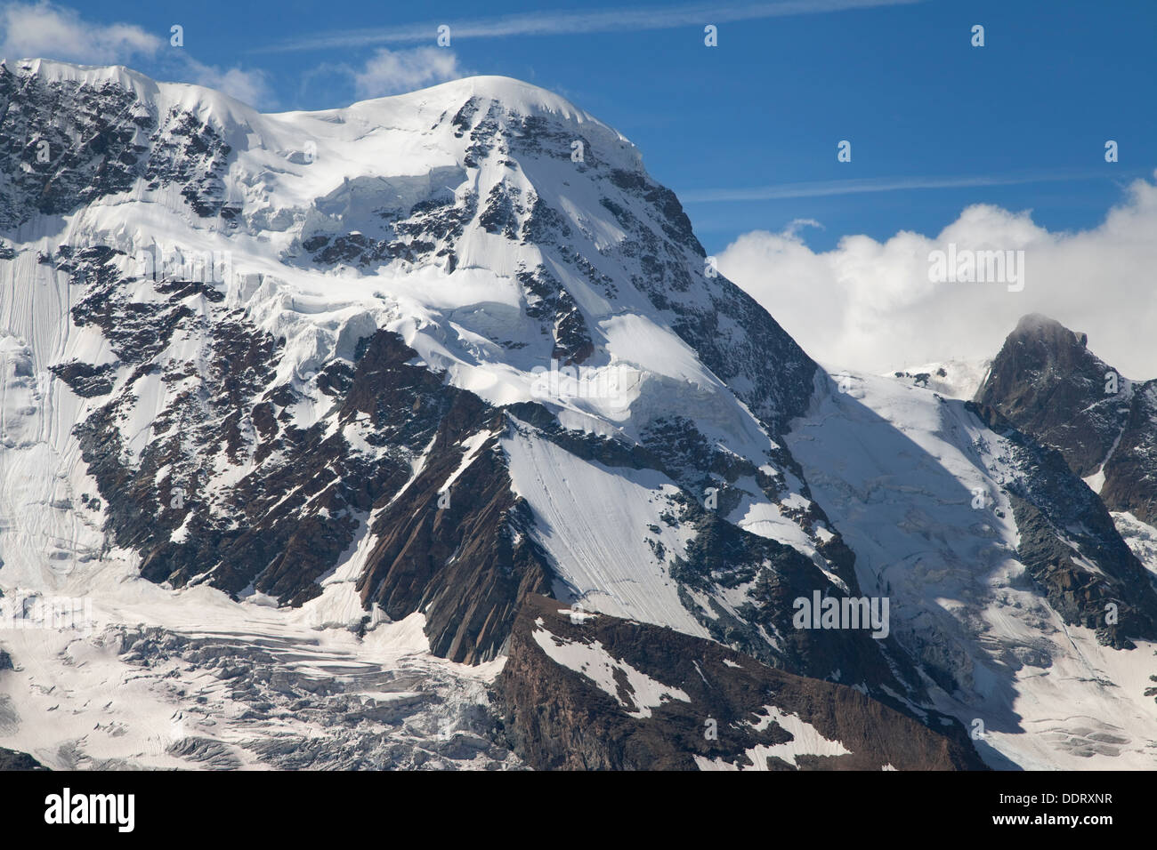 Breithorn Westgipfel (westlichen Breithorn) in den Walliser Alpen vom Gornergrat, Schweiz. Stockfoto