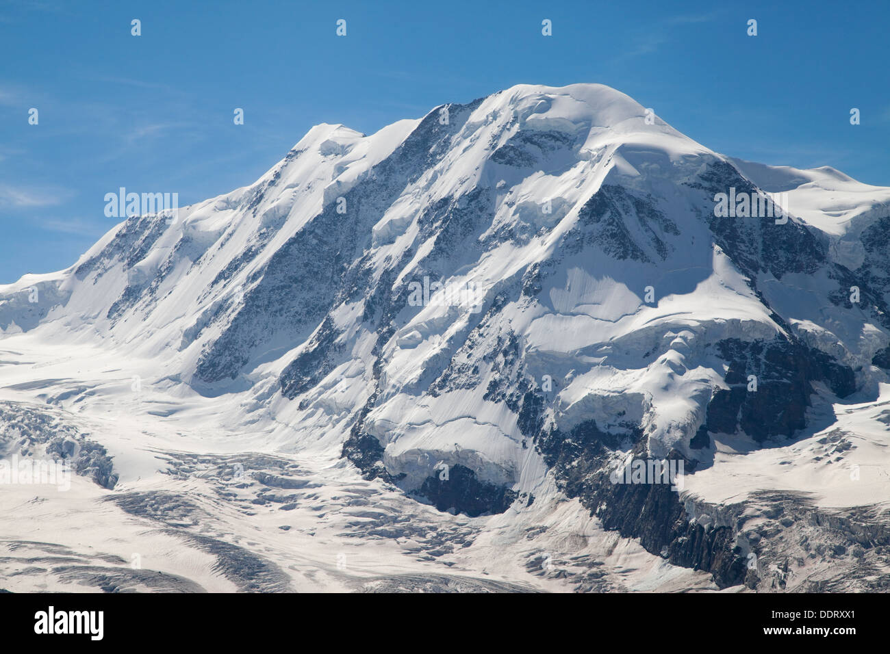 Liskamm in den Walliser Alpen vom Gornergrat, Schweiz. Stockfoto