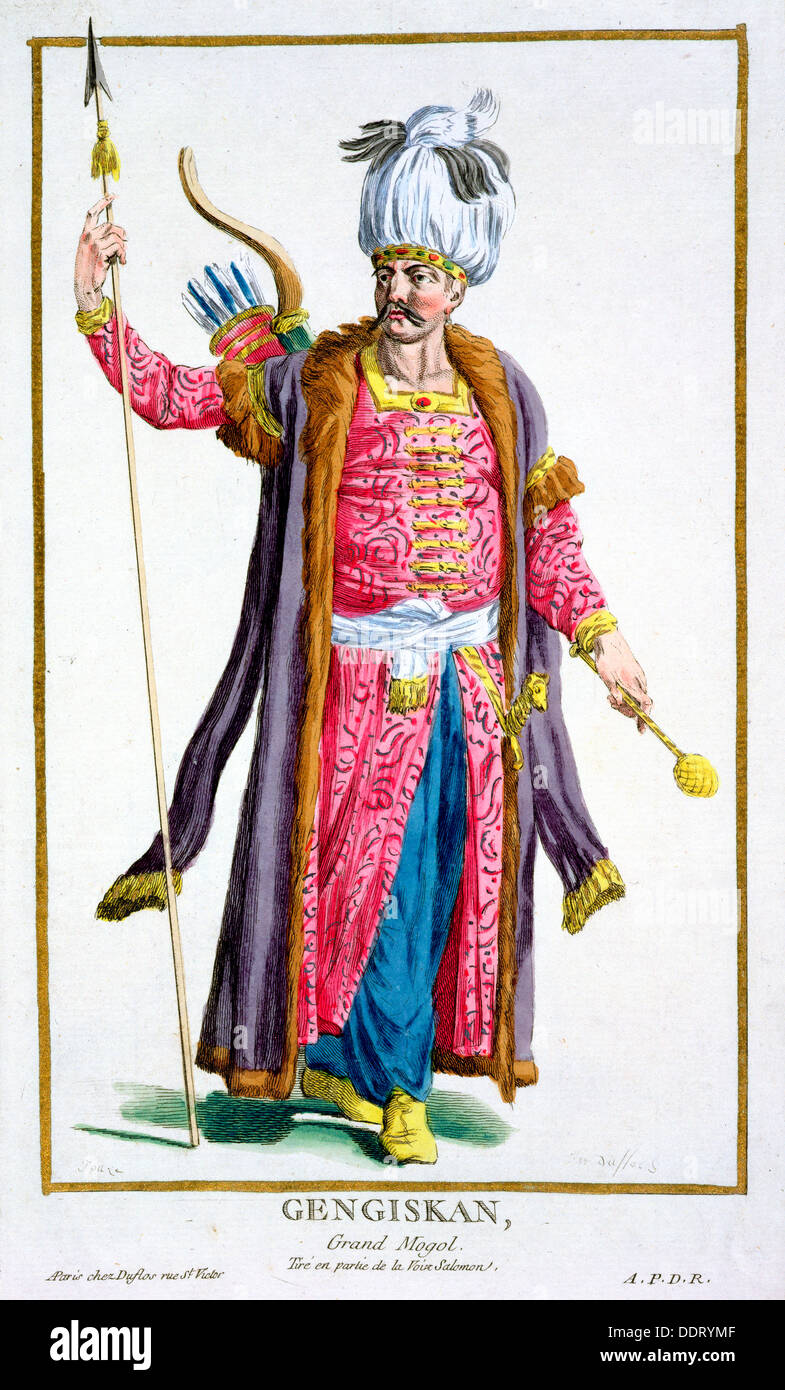 Dschingis Khan, mongolischer Krieger und Eroberer, (1780). Künstler: Pierre Duflos Stockfoto