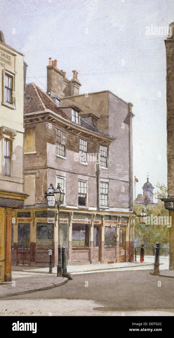 Blick auf den krummen Billet Inn, King Street, Stepney, London, 1886. Künstler: John Crowther Stockfoto