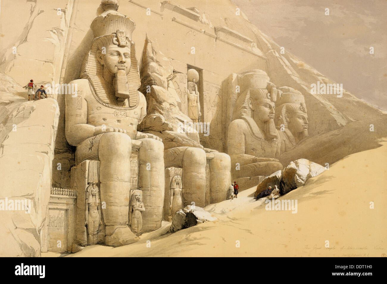 "Der große Tempel von Abu Simbel, Nubien", Ägypten, c1845. Künstler: David Roberts Stockfoto