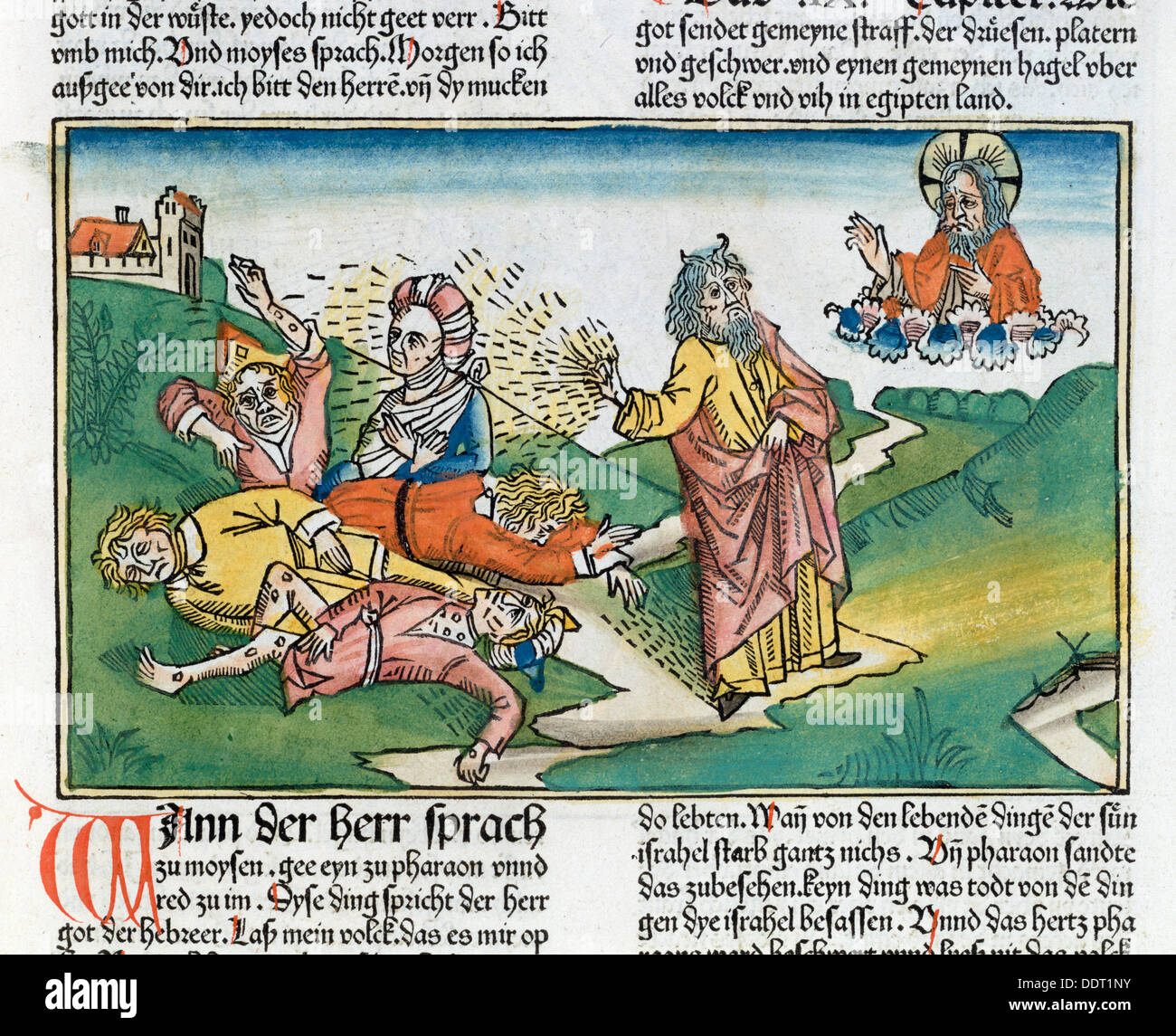 Exodus 9:8-12: Moses und die Pest von Furunkeln, eines der sieben Plagen Ägyptens. Künstler: unbekannt Stockfoto