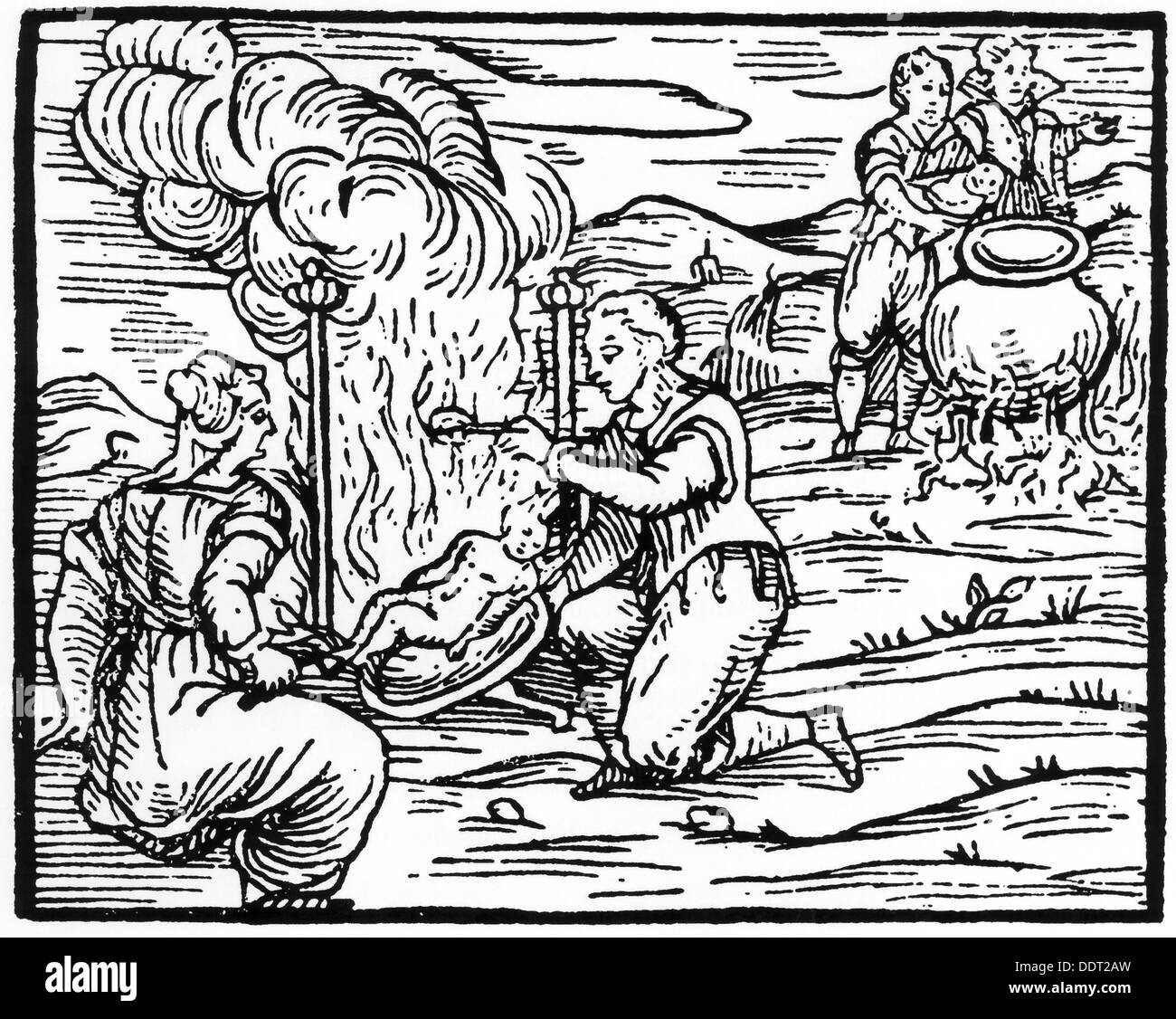 Hexen, Braten und Kochen Kleinkinder, 1608 (19. Jahrhundert). Künstler: unbekannt Stockfoto