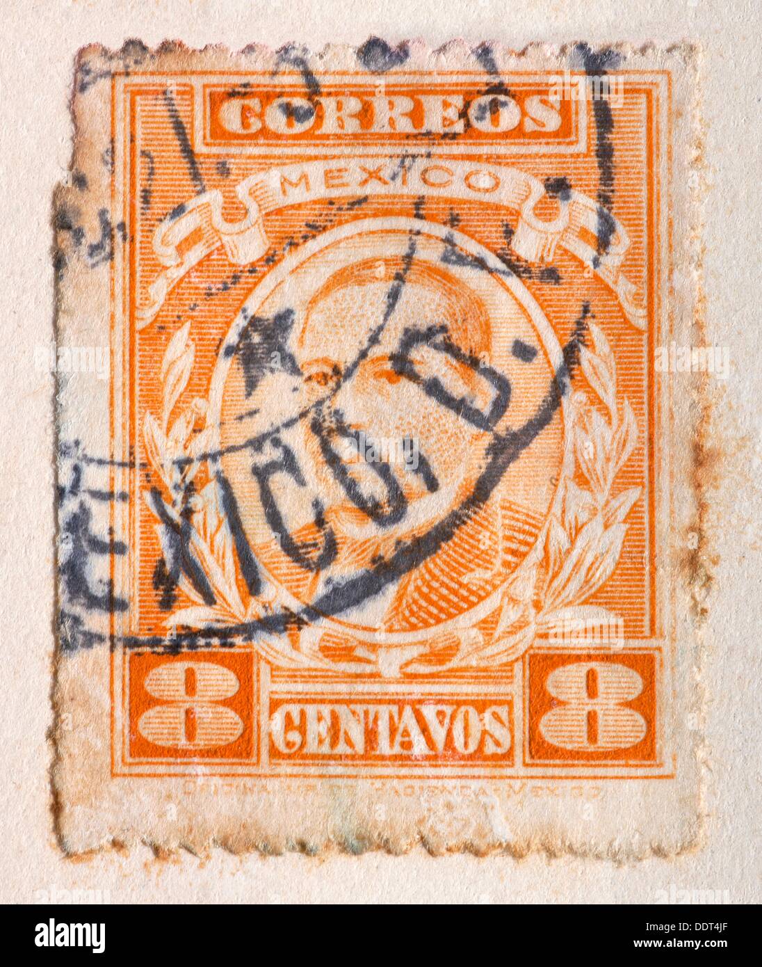 "Alte Post Stempel 8 Cent Mexiko Stockfoto