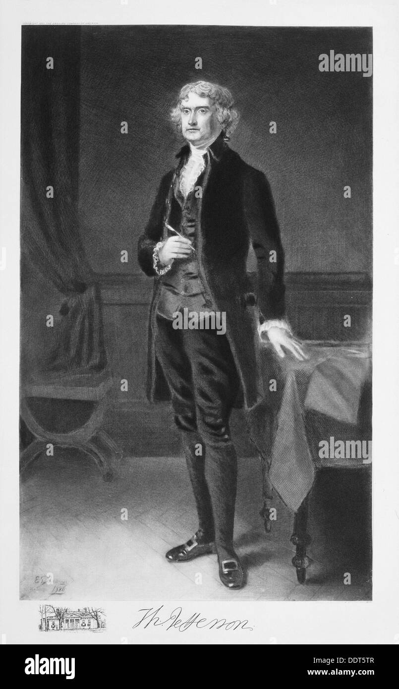 Thomas Jefferson, 3. Präsident der Vereinigten Staaten von Amerika, (1901). Künstler: unbekannt Stockfoto