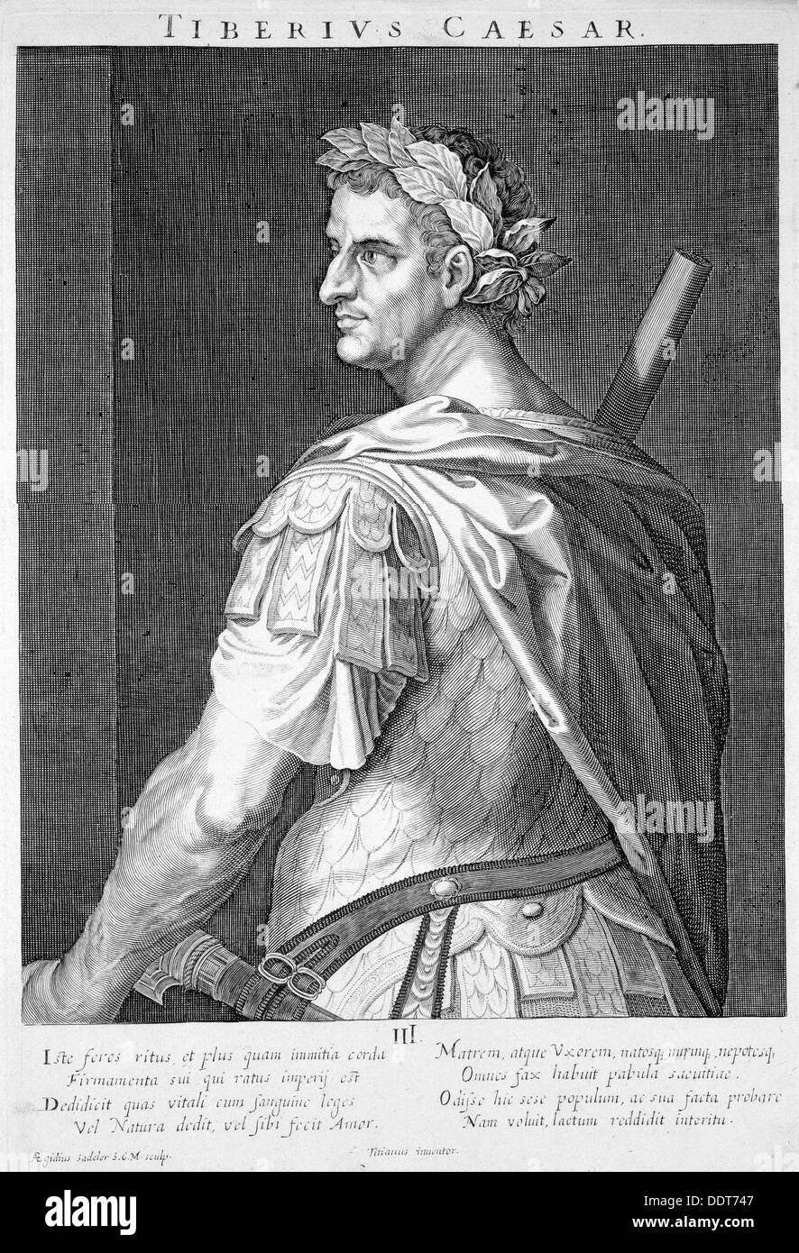 Tiberius, Roman Emperor (c1590-1629). Künstler: Aegidius Sadeler II Stockfoto