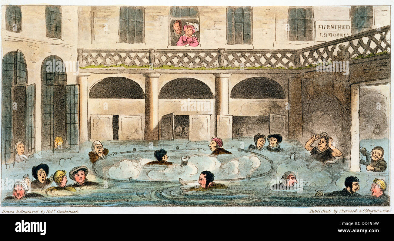 "Öffentliche Baden am Bad oder schmoren lebendig", 1825. Künstler: Isaac Robert Cruikshank Stockfoto