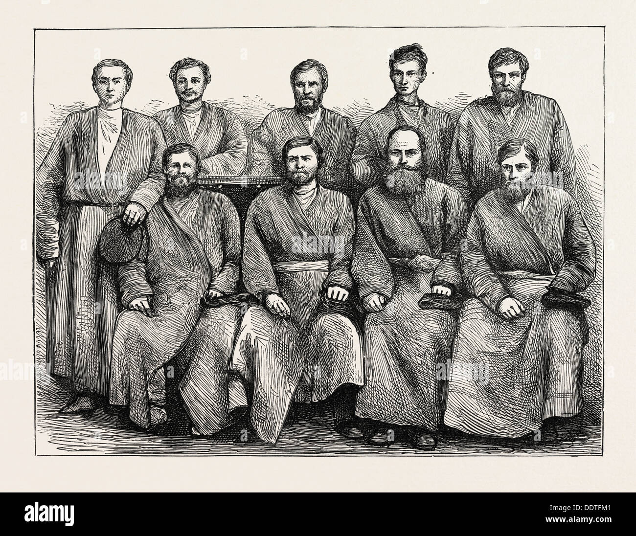 RUSSISCHE Gefangene freigegeben durch die KHAN von CHIWA, 1873 Gravur Stockfoto
