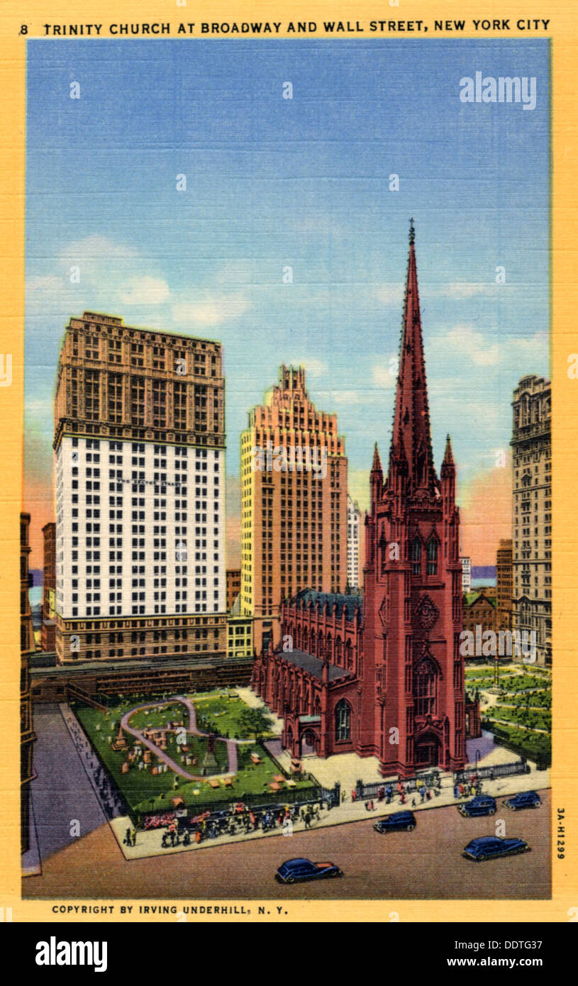 Die Trinity Church am Broadway und Wall Street, New York City, New York, USA, 1933. Artist: Unbekannt Stockfoto