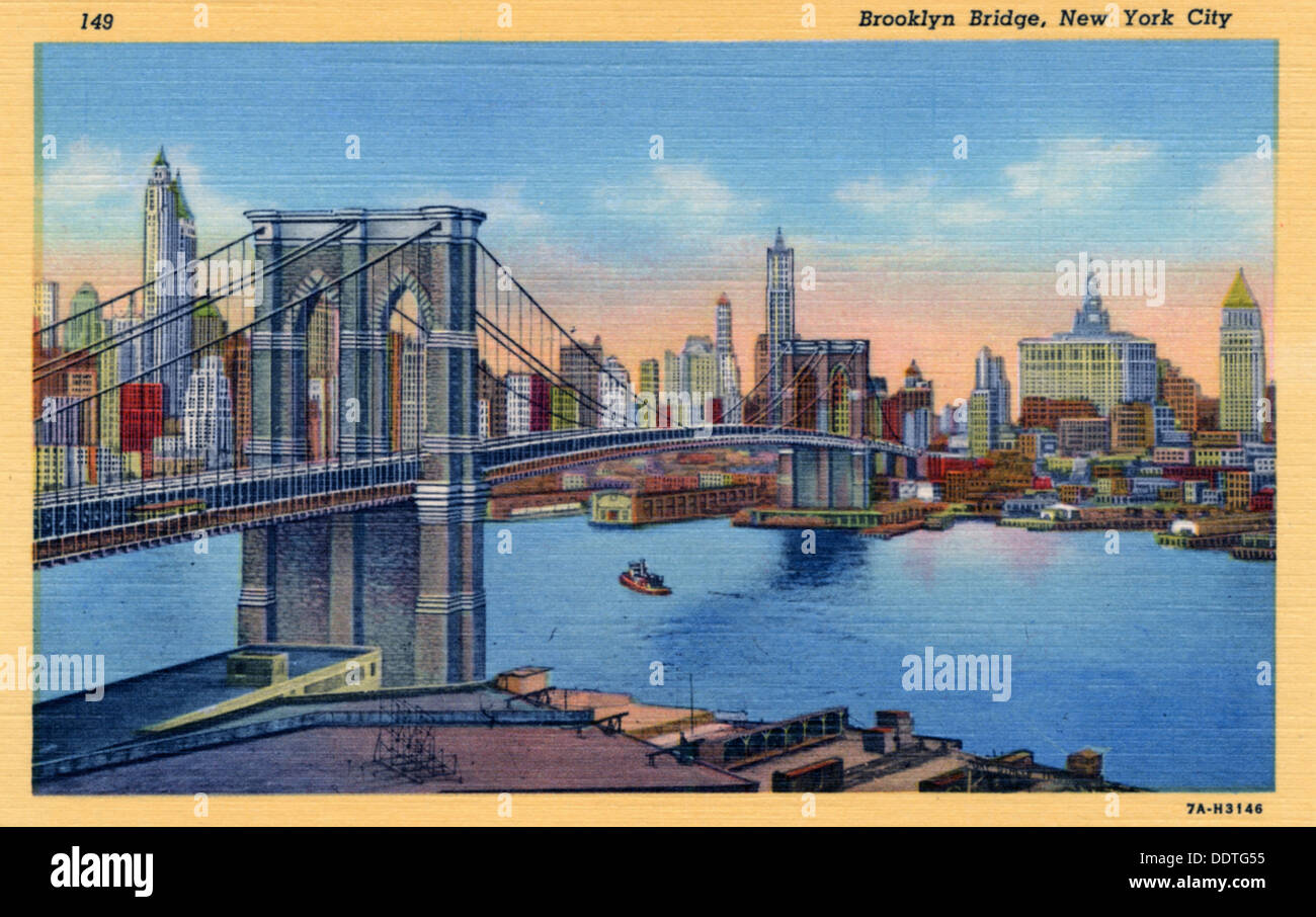 Brooklyn Bridge, New York City, New York, USA, 1937. Artist: Unbekannt Stockfoto