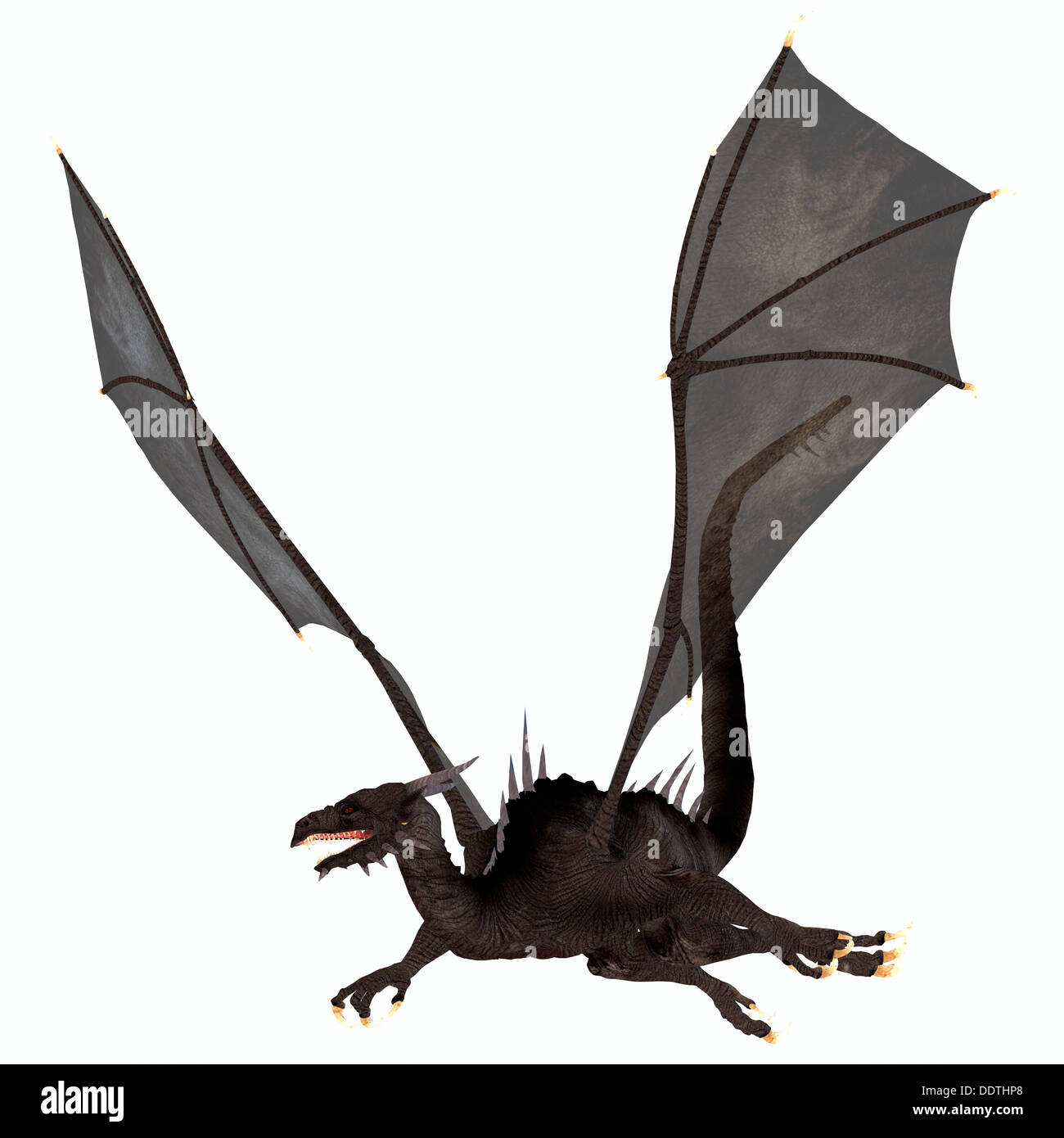 Ein Geschöpf von Mythos und Phantasie der Drache ist ein heftiger fliegende Monster mit Hörnern und große Zähne. Stockfoto