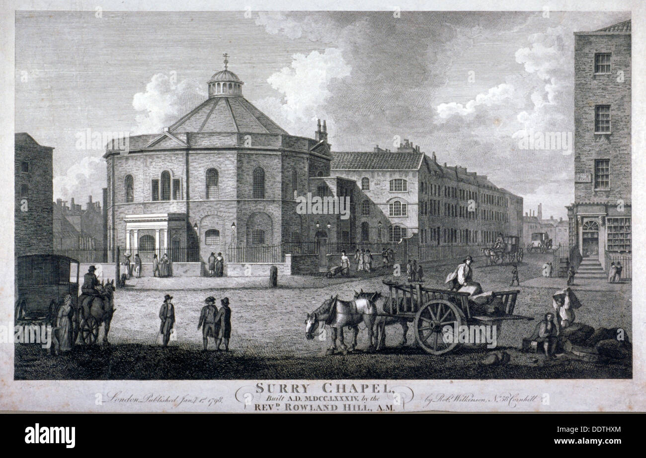 Surrey Kapelle, Blackfriars Road, Southwark, London, 1798.         Künstler: Anon Stockfoto
