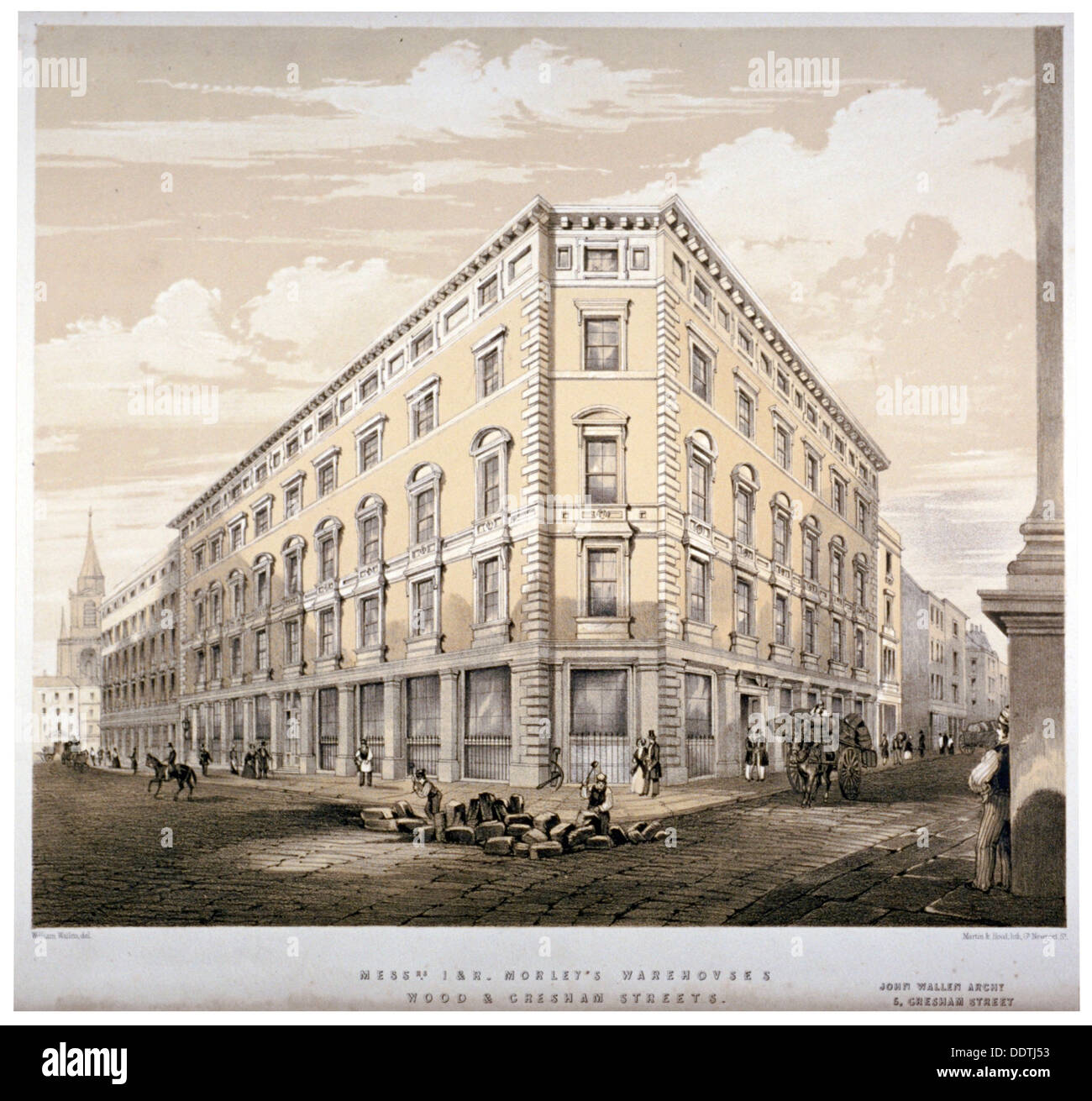 Die Herren J & R Morley Lagerhallen, Ecke der Wood Street und Gresham Street, London, c1840.    Künstler: Martin & Haube Stockfoto