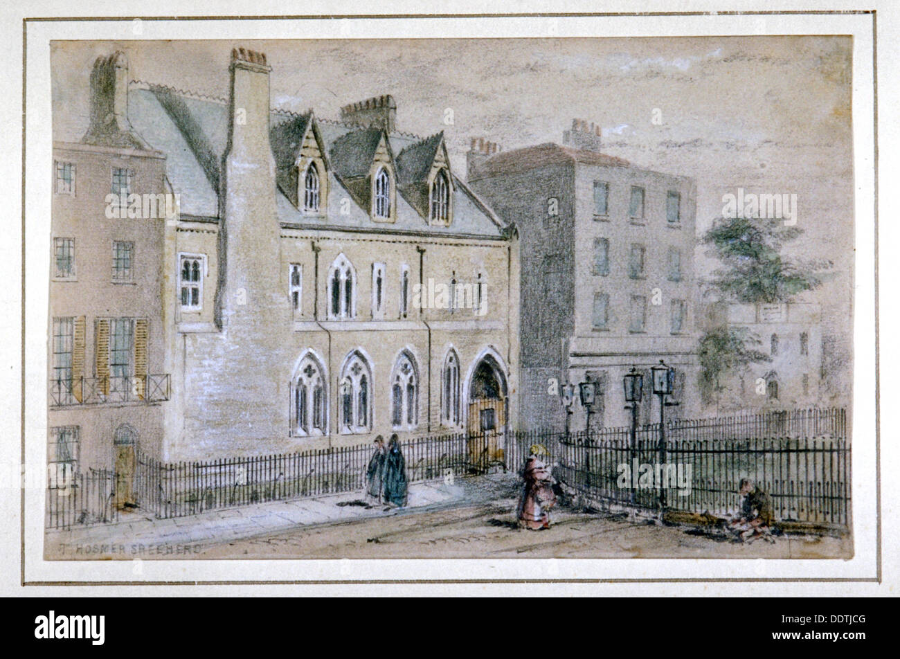 Blick auf ein Nonnenkloster in Osnaburgh Straße, London, c1830.                                Künstler: Thomas Hosmer Shepherd Stockfoto