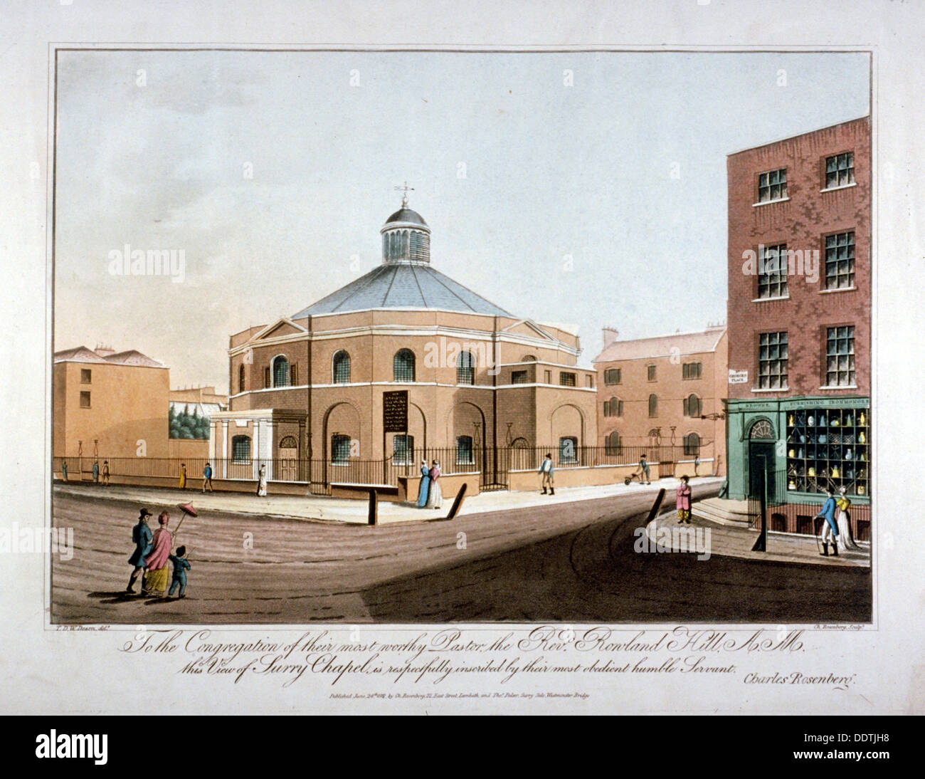 Surrey Kapelle, Blackfriars Road, Southwark, London, 1816. Künstler: C Rosenberg Stockfoto