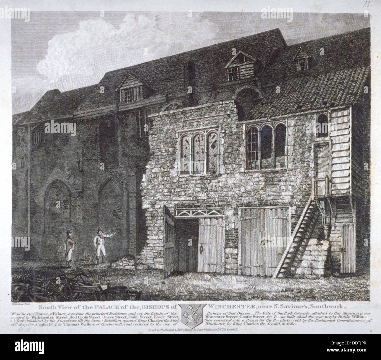 Südansicht der Bischof von Winchester Palace, Southwark, London, 1812. Künstler: Anon Stockfoto
