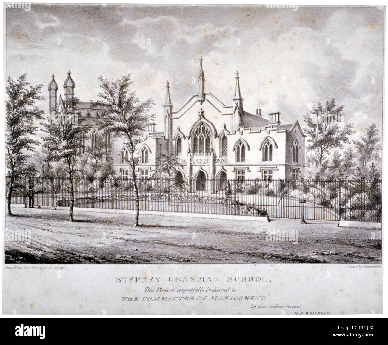 Stepney Grammar School, Stepney, London, c1840.    Künstler: Charles Joseph Hullmandel Stockfoto
