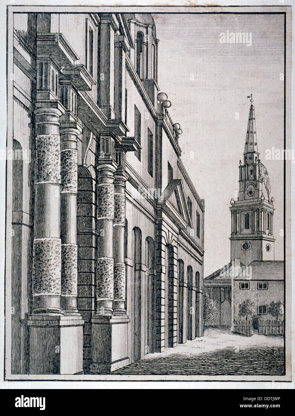 Bestandteil des Königs Mews mit der Kirche von St. Martin-in-the-Fields, Westminster, London, c1750.      Künstler: Anon Stockfoto