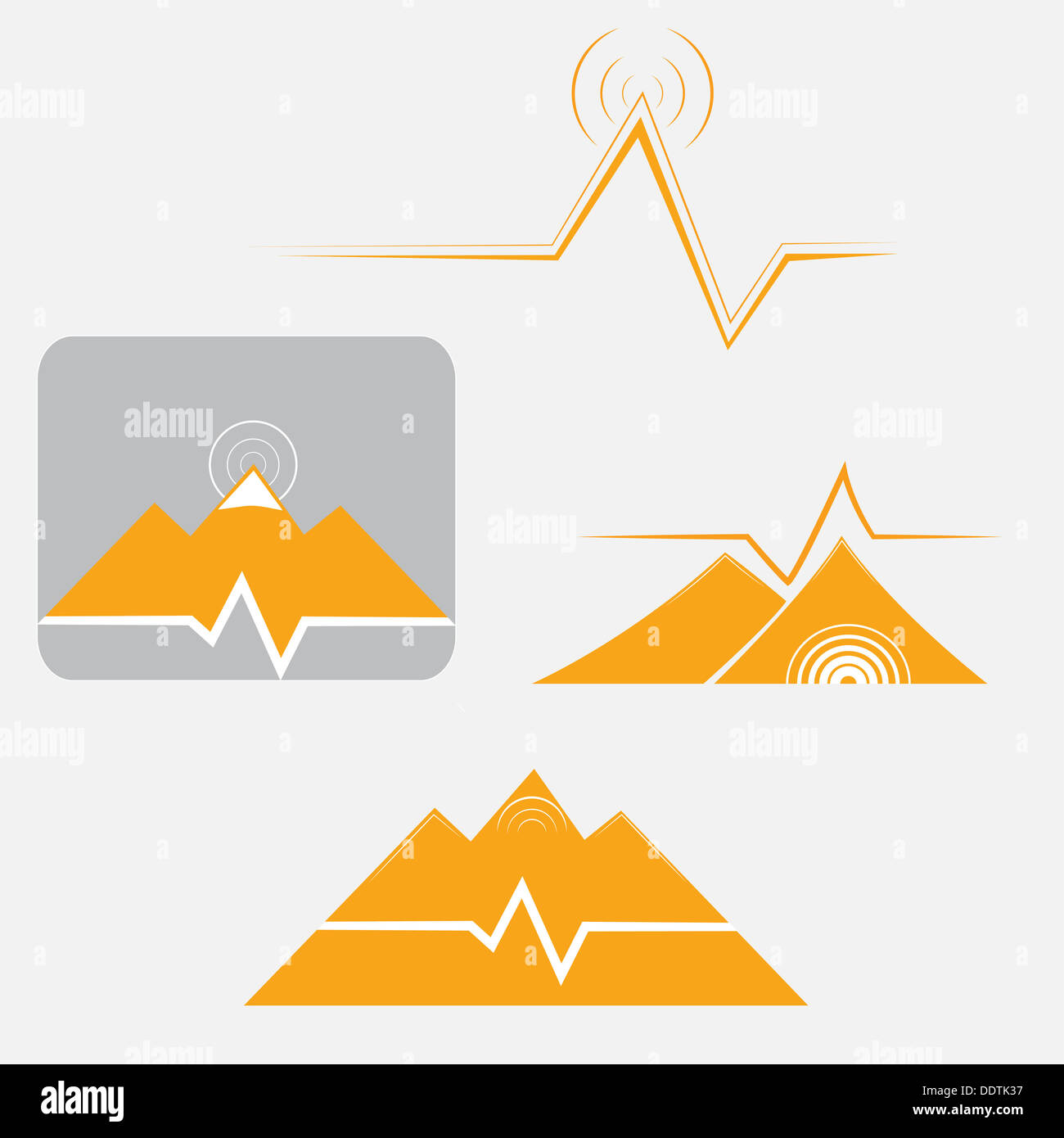 Satz von Logos Berge, die Puls-Radiowellen Stockfoto