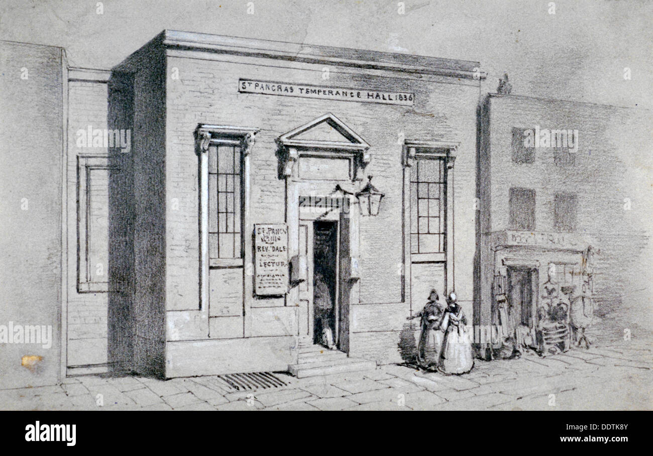 Gelegentliche Kapelle, Weirs Passage und Temperance Hall, St. Pancras, London, 1855. Künstler: Thomas Hosmer Shepherd Stockfoto