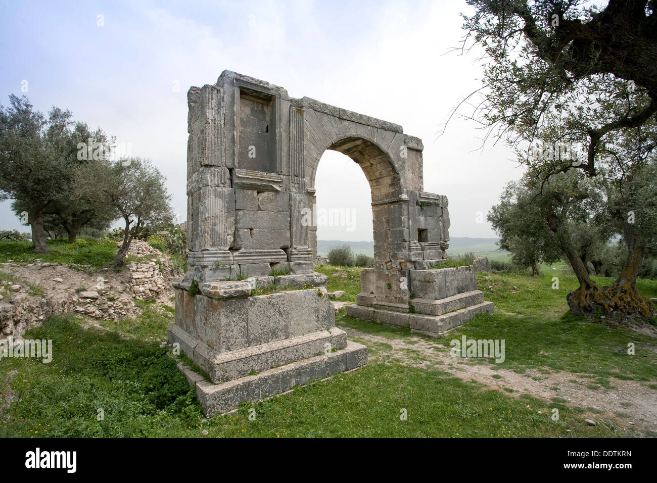 Der Bogen des Septimius Severus, Dougga (Thugga), Tunesien. Künstler: Samuel Magál Stockfoto