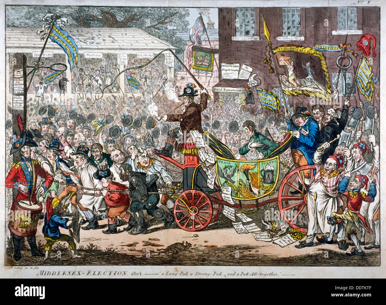 "Middlesex-Wahl, 1804. Einen langen Zug, einen starken Zug und einem Zug alle zusammen ", 1804. Künstler: James Gillray Stockfoto