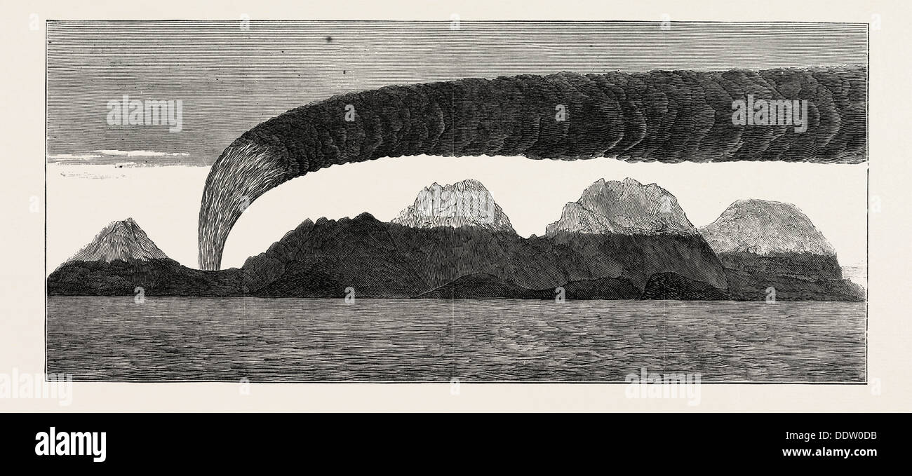 DIE ERUPTION am MOUNT HEKLA, Island, Zinn Fjeld Stockfoto