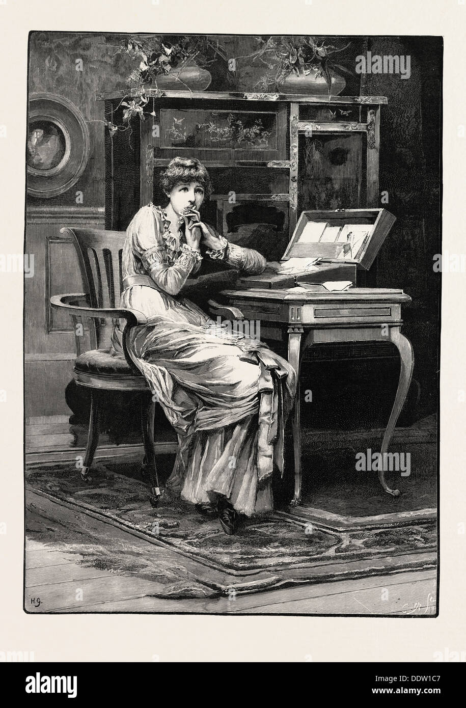 DIE Liebe TOKEN, Gravur 1884 Stockfoto