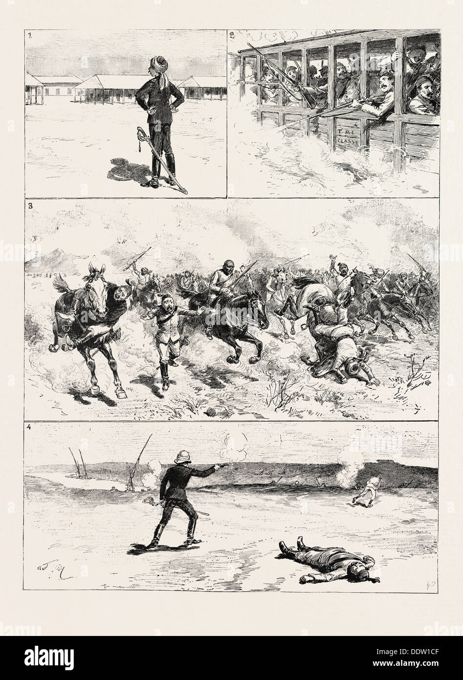 BRITISCHER Offizier IN Ägypten, und dass ihr Kommandierender Offizier hatte sich das Bataillon Einhand, Gravur 1884 Stockfoto