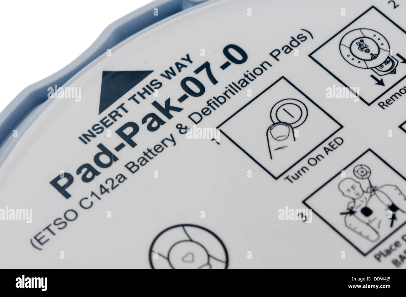 Luftfahrt zugelassen Batterie für einen automatischen Defibrillator Heartsine SAM350 Stockfoto