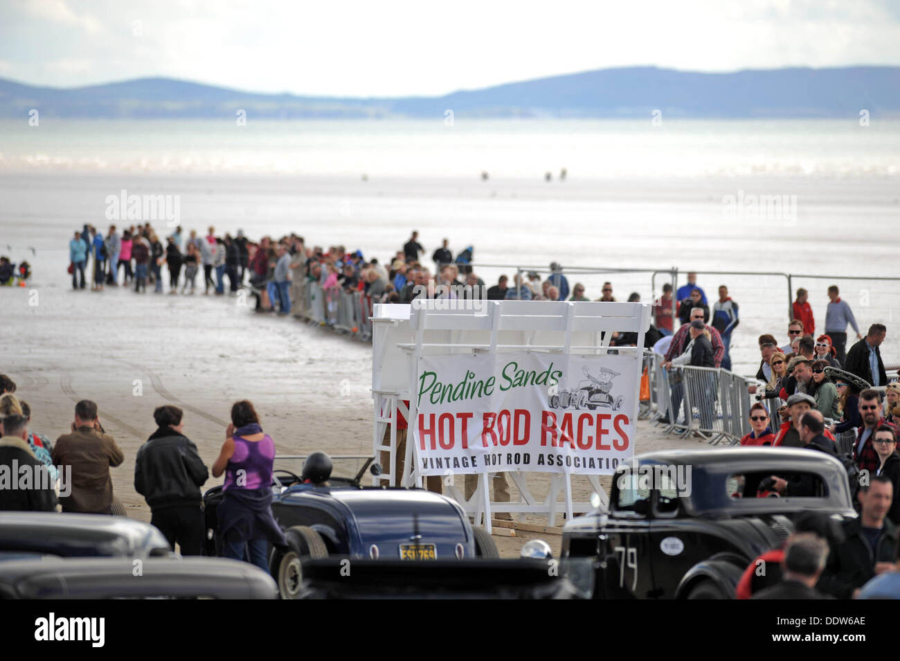 Pendine Sands, Wales, UK. 07. Sep, 2013.  Die ersten jährlichen Amateur Hot Rod Rennen im Pendine Sands vor der Küste von West Wales heute. Die Veranstaltung wird von der Vintage Hot Rod Association gehostet. © Phil Rees/Alamy Live News Bildnachweis: Phil Rees/Alamy Live-Nachrichten Stockfoto