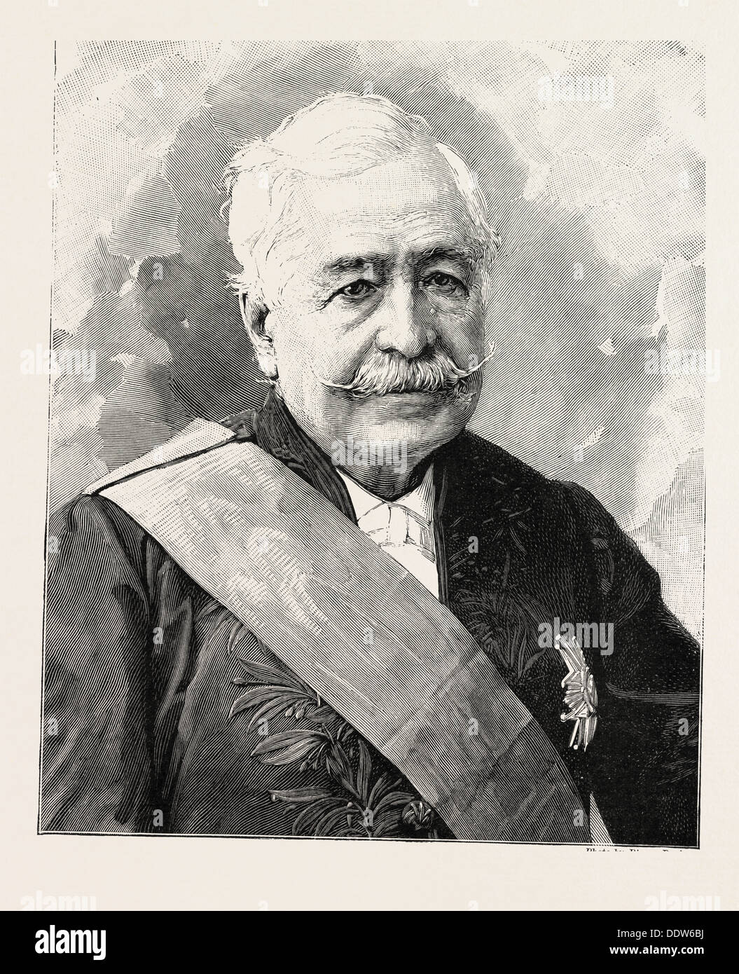 VICOMTE M. FERDINAND DE LESSEPS, französischer Entwickler des Suez-Kanals, Frankreich, 1893-Gravur Stockfoto