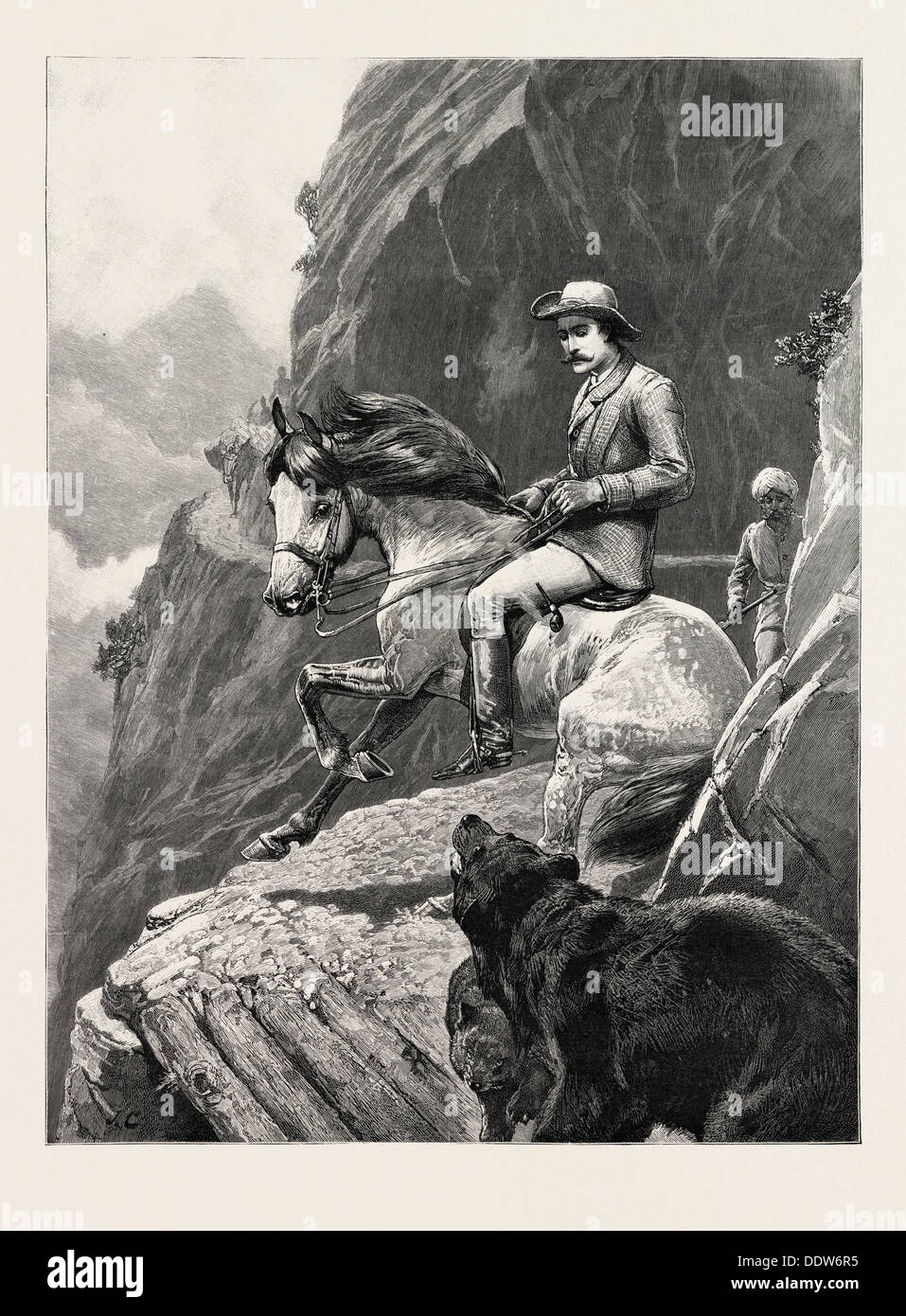 Eine Frage von Wegerecht: Ein Berg Vorfall IN Kaschmir, Kaschmir, Indien, 1892 Gravur Stockfoto