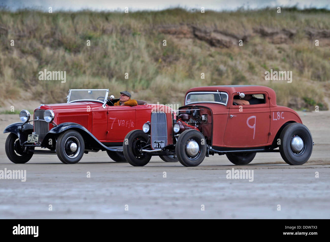 Pendine Sands, Wales, UK. 07. Sep, 2013.   Die ersten jährlichen Amateur Hot Rod Rennen im Pendine Sands vor der Küste von West Wales heute. Die Veranstaltung wird von der Vintage Hot Rod Association gehostet. Bildnachweis: Phil Rees/Alamy Live-Nachrichten Stockfoto