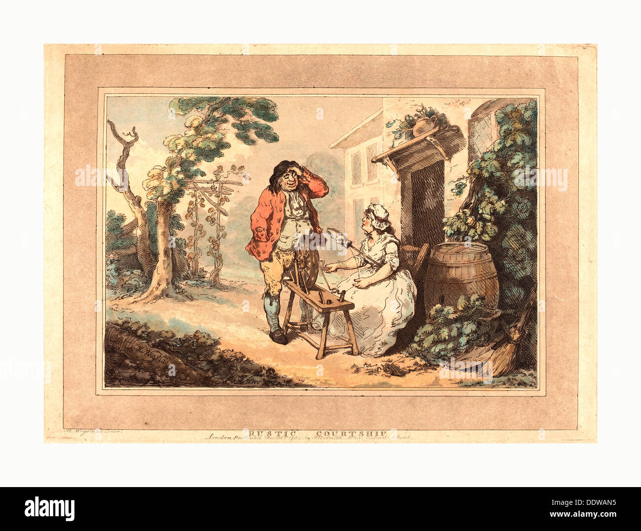 Thomas Rowlandson (British, 1756-1827), rustikale Balz, 1785, handkolorierten Radierung und Aquatinta Stockfoto Thomas Rowlandson (British, 1756-1827), rustikale Balz, 1785, handkolorierten Radierung und Aquatinta Stockfoto