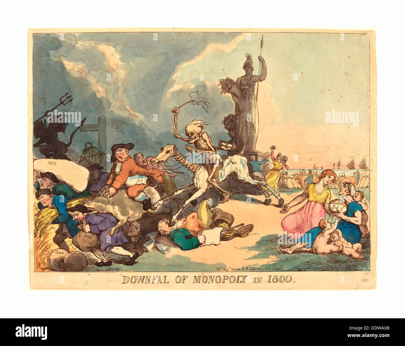 Thomas Rowlandson (British, 1756-1827), Sturz von Monopoly im Jahr 1800 veröffentlicht 1800, handkolorierten Radierung Stockfoto Thomas Rowlandson (British, 1756-1827), Sturz von Monopoly im Jahr 1800 veröffentlicht 1800, handkolorierten Radierung Stockfoto