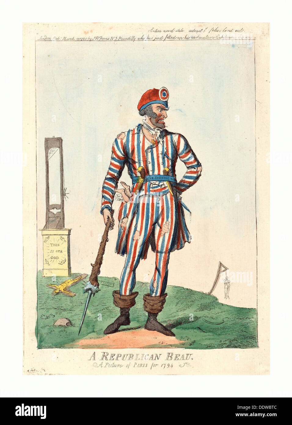 Eine republikanische Beau, ein Bild von Paris für 1794, Cruikshank, Isaac, 1756?-1811?, Künstler, Gravur, 1794, einem Mann, ein Sansculotte Stockfoto