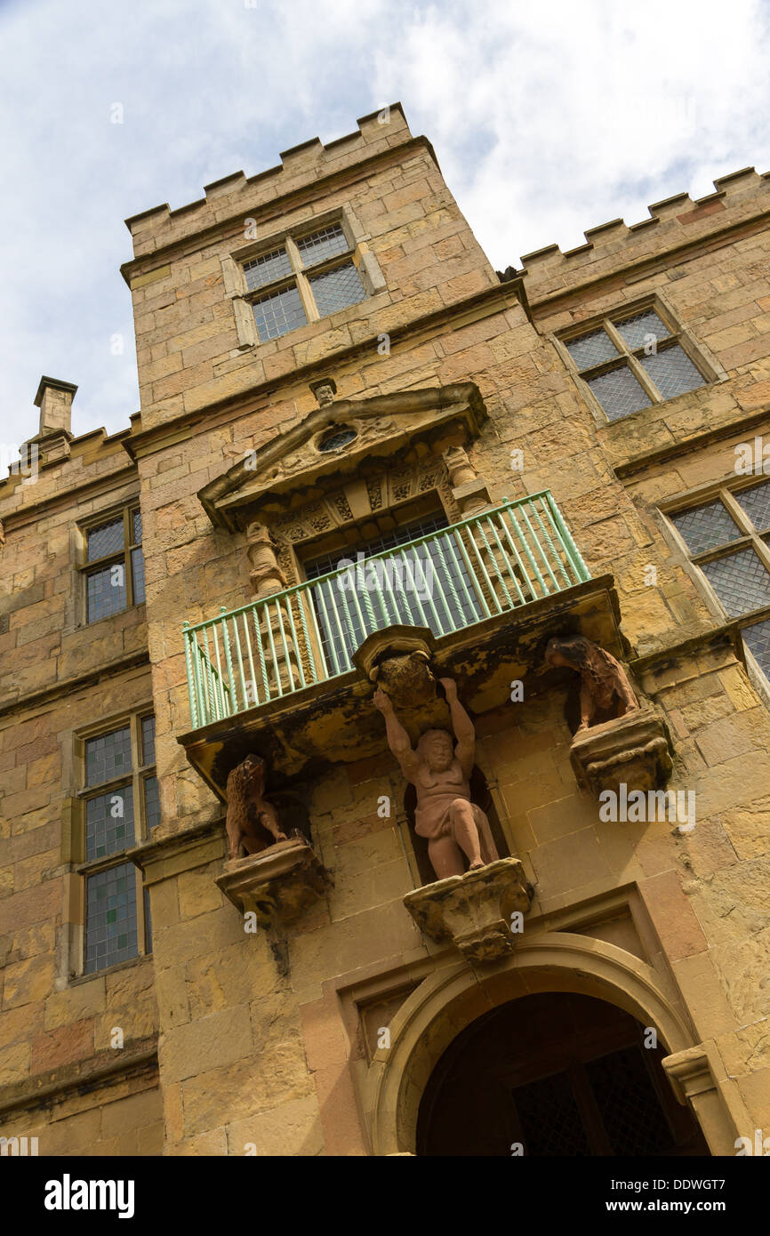 Das Schlösschen Exterieur im Bolsover Castle, Derbyshire, England. Stockfoto