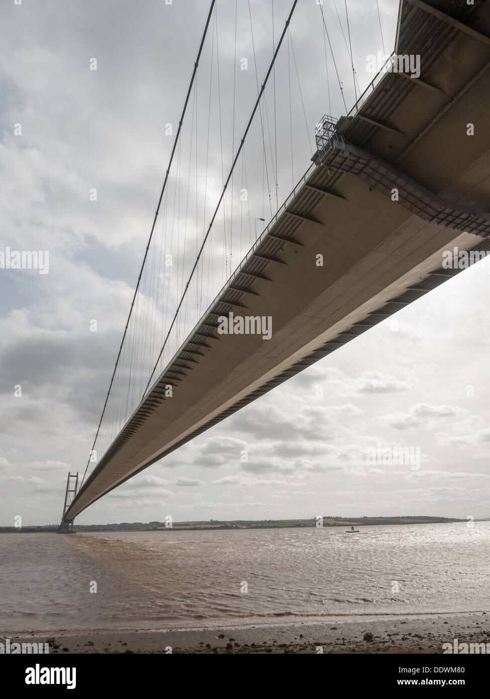 Humber Brücke aus Hessle am Nordufer Stockfoto