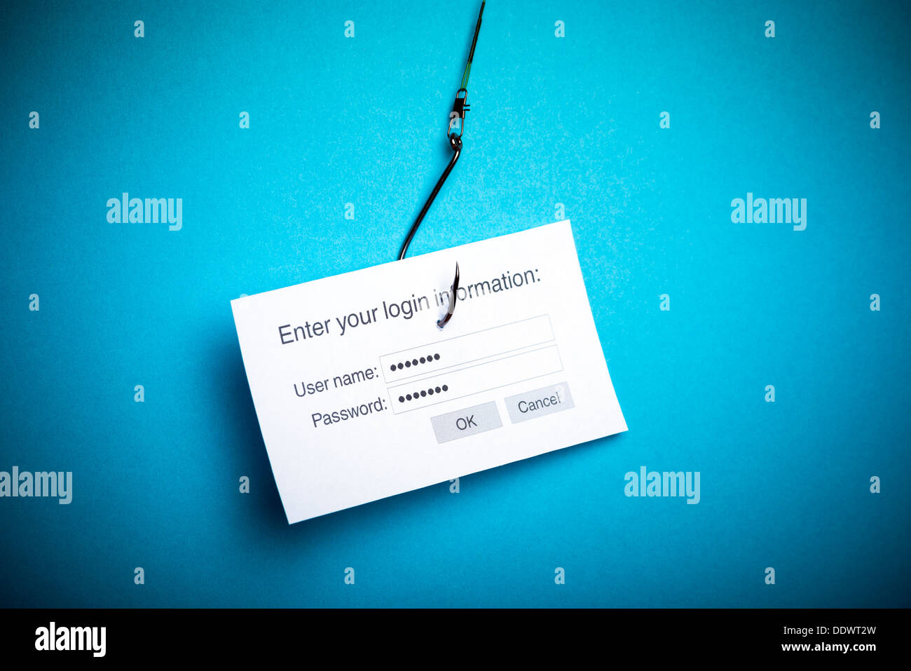 Konzept von hacking oder Phishing ein Login und Passwort mit Malware-Programm Stockfoto