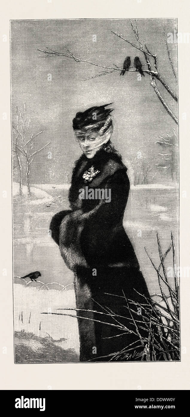 WINTER, MODE, GRAVUR 1882 Stockfoto