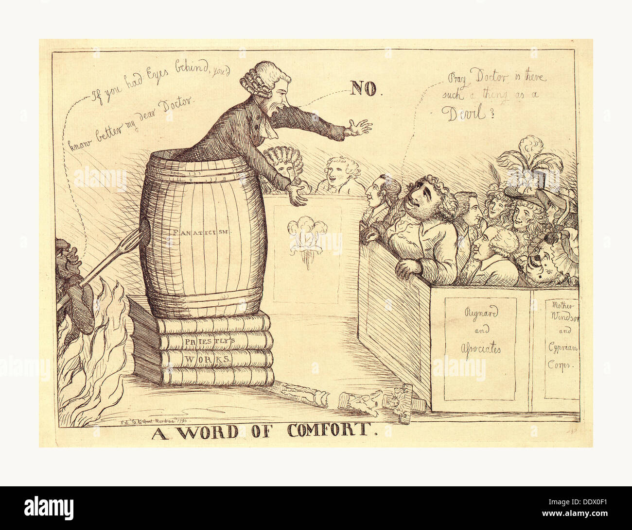 Ein Wort des Trostes, Dent, William, aktive 1783-1793, de sanguine Gravur 1790, eine britische Satire auf die Bemühungen von Charles James Stockfoto