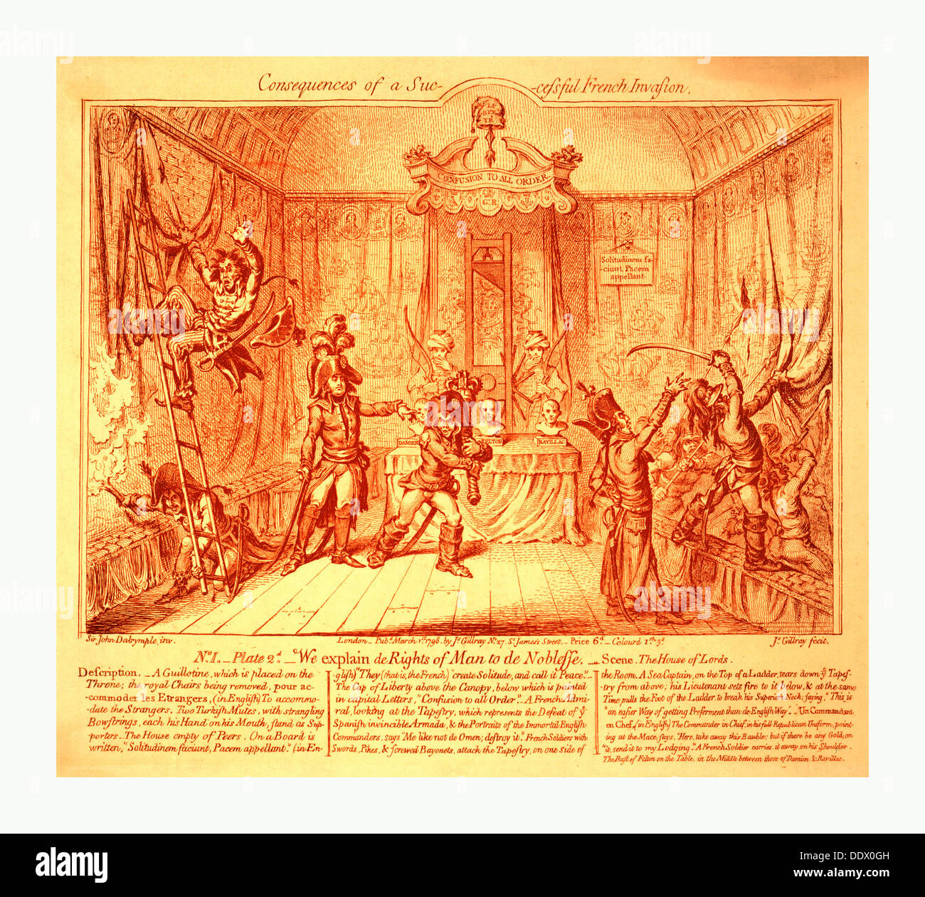 Folgen eines erfolgreichen französischen Invasion, Künstler, [London]: Js. Gillray, 1. März 1798., de sanguine Gravur, Französisch Stockfoto