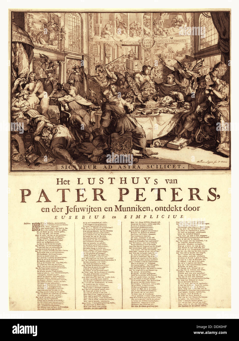 Het Lusthuys van Pater Peters, de de Jesuwijten de Munniken, Ontdekt Tür, Sic Itur Ad Astra, offensichtlich, [1681?] Stockfoto