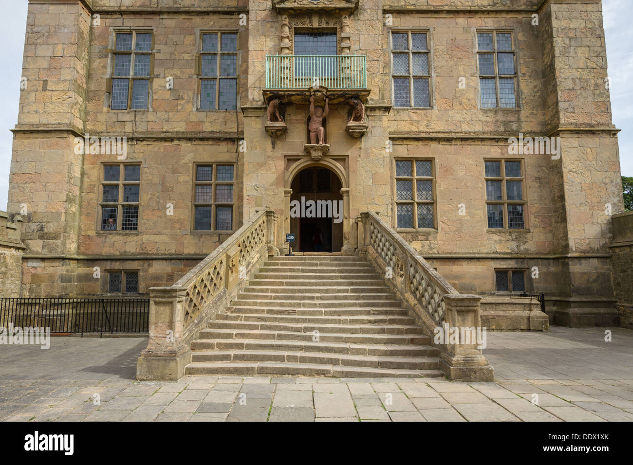 Das Schlösschen Exterieur im Bolsover Castle, Derbyshire, England. Stockfoto